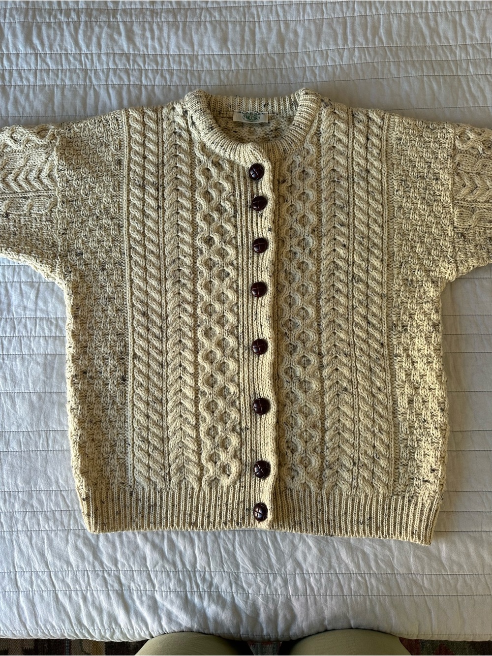 Vintage Cream Wool Cablenit Cardigan